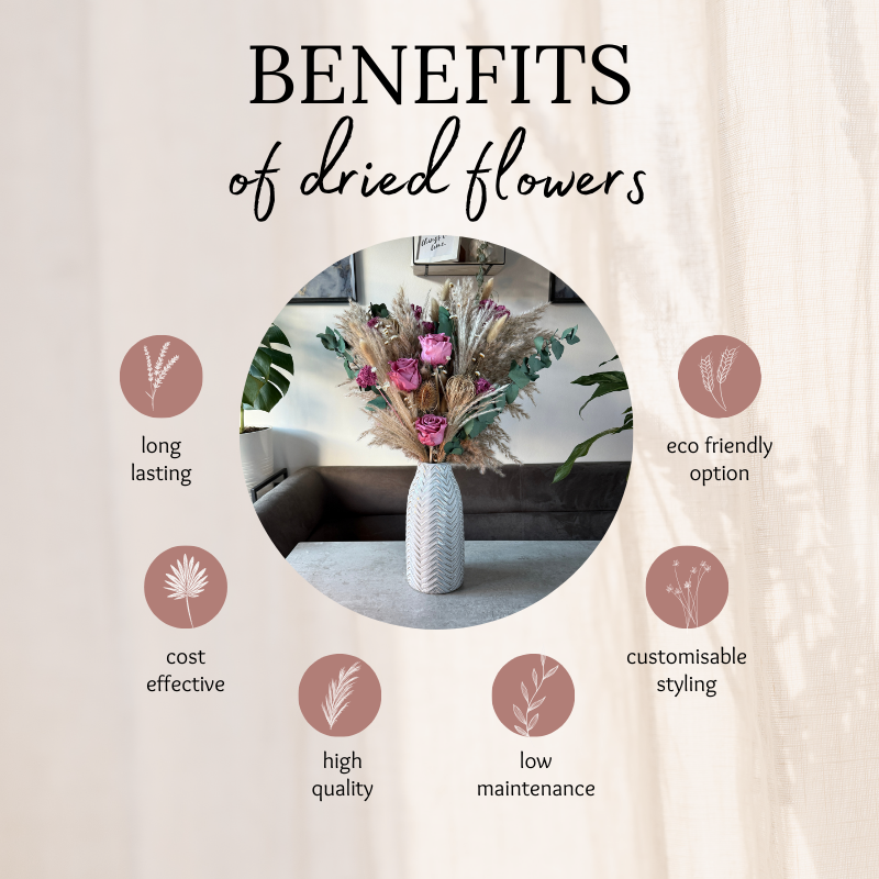 Juliet Dried Flower Arrangement In Natural, Pink & Eucalyptus