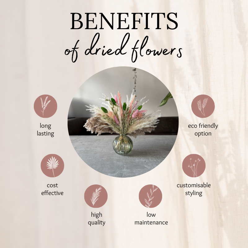 Dakota Dried Flower Arrangement In Green, Pink, Natural & Cream