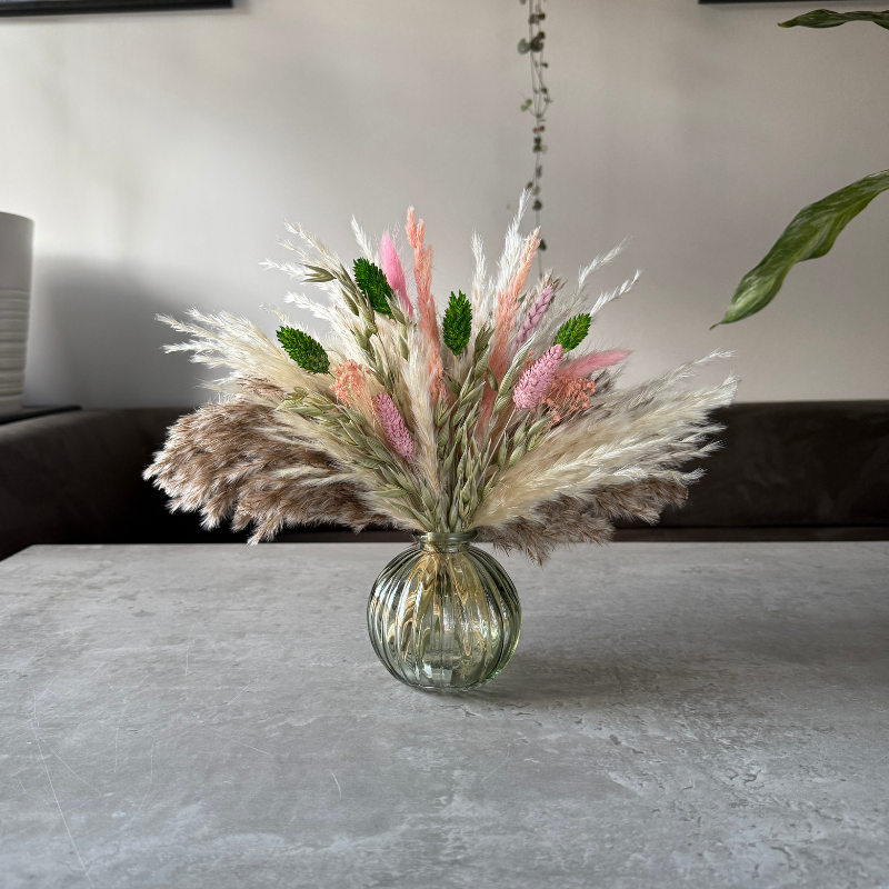 Dakota Dried Flower Arrangement In Green, Pink, Natural & Cream