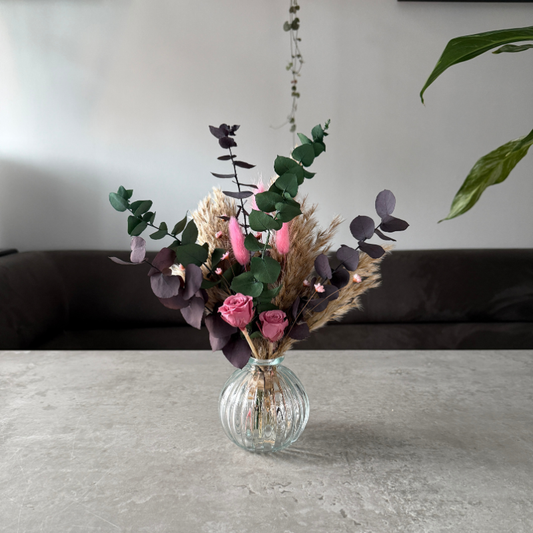 Emily Dried Flower Arrangement In Natural, Pink & Eucalyptus