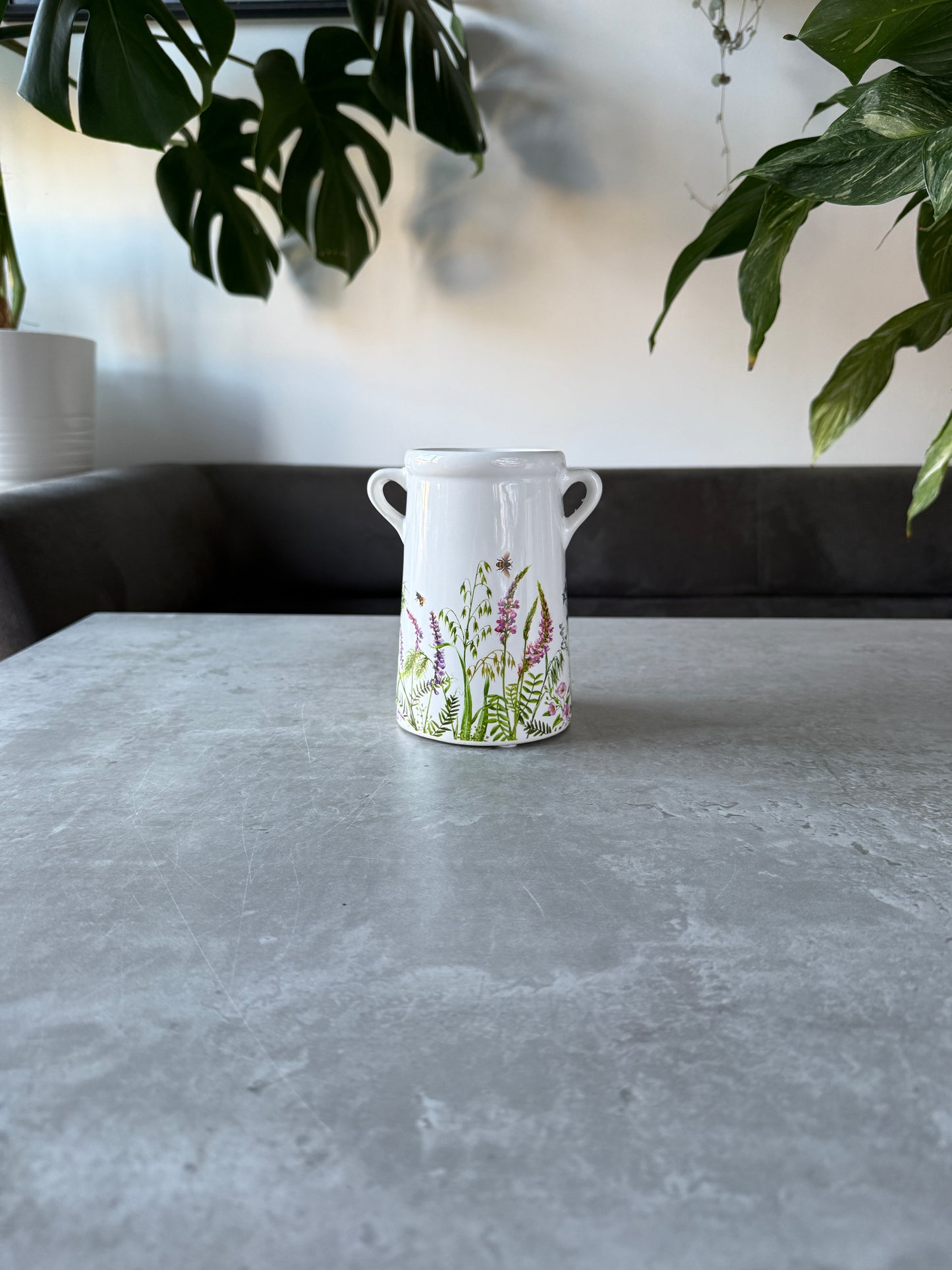Ceramic Vases - Taupe, White & Flowers