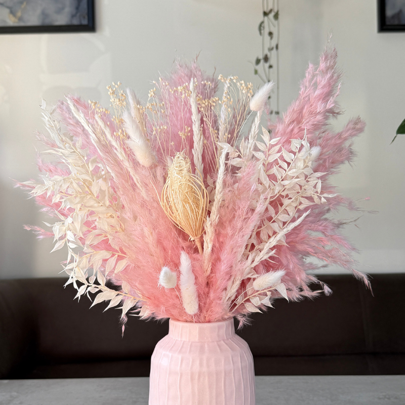 Sophie Dried Flower Arrangement In Pink & White