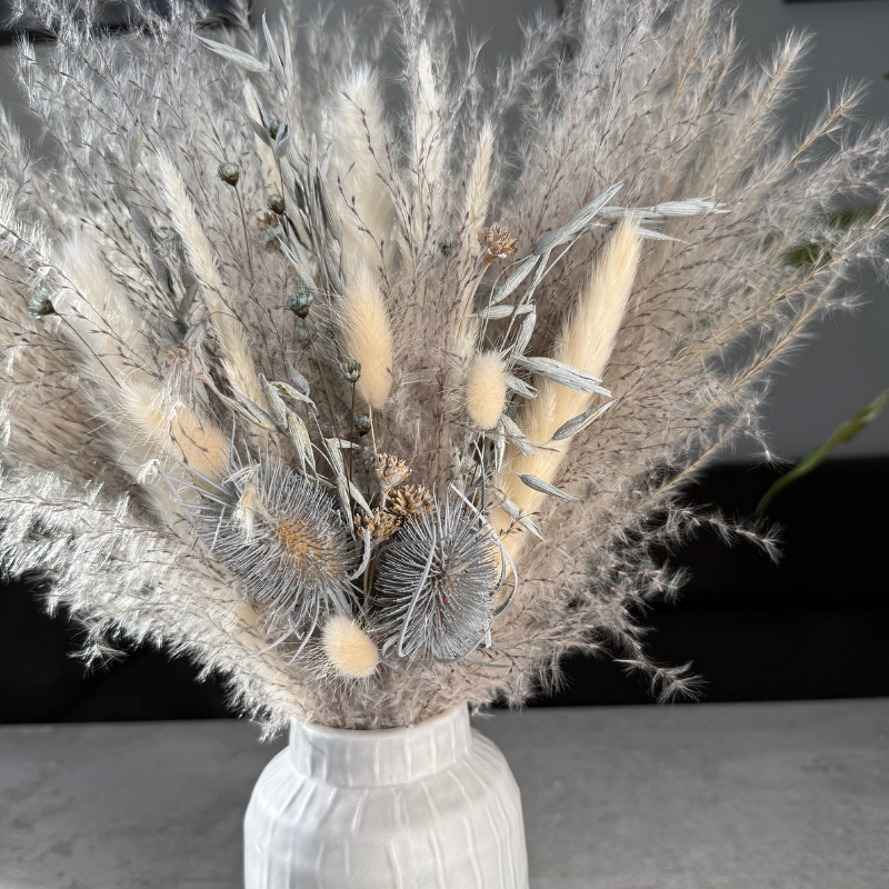 Talia Dried Flower Arrangement In Grey & White