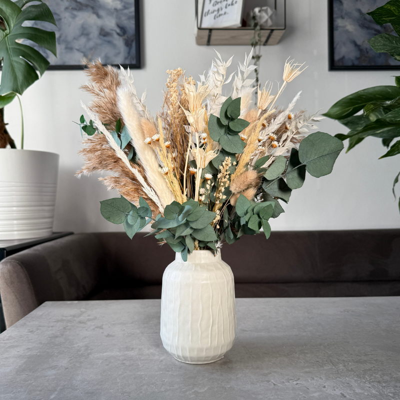 Elina Dried Flower Arrangement In Natural, White & Eucalyptus