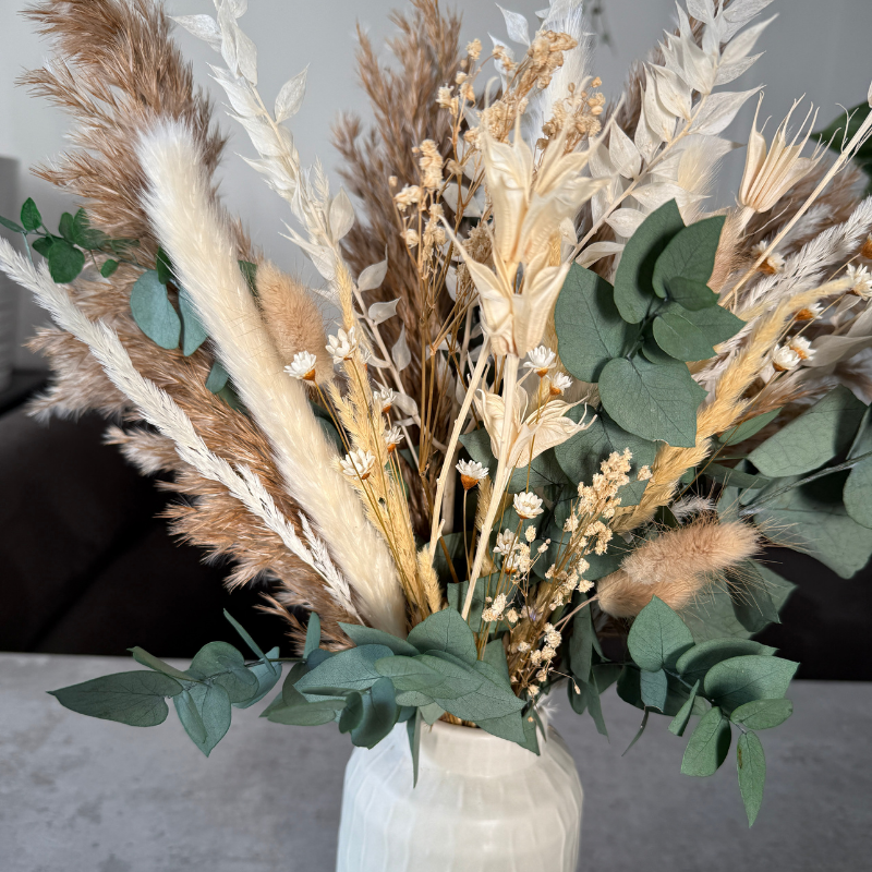 Elina Dried Flower Arrangement In Natural, White & Eucalyptus