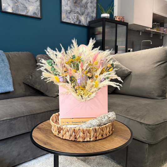 Etta Envelope Dried Flower Box In Cream, Pink, Purple, Yellow & Green