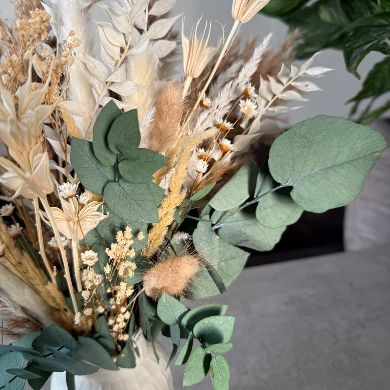 Elina Dried Flower Arrangement In Natural, White & Eucalyptus