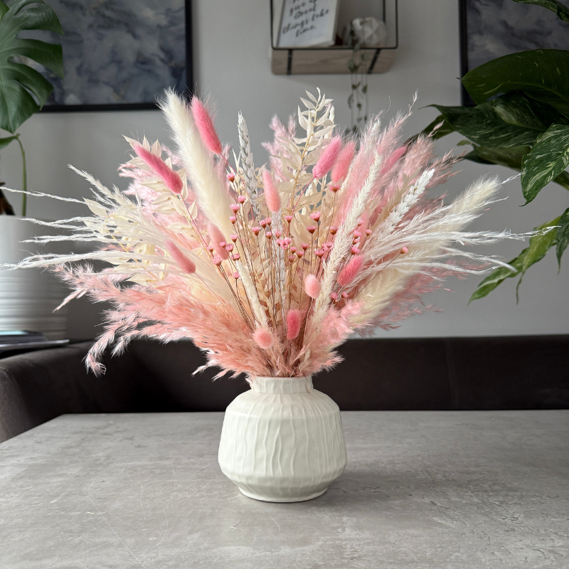 Maisie Dried Flower Arrangement In White & Pink