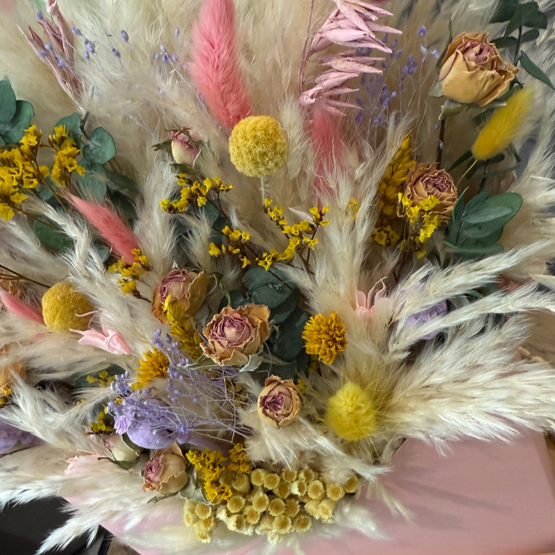 Etta Envelope Dried Flower Box In Cream, Pink, Purple, Yellow & Green