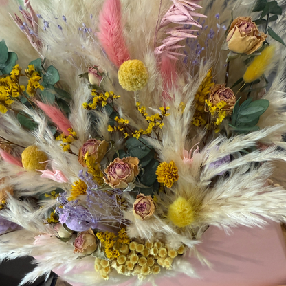 Etta Envelope Dried Flower Box In Cream, Pink, Purple, Yellow & Green