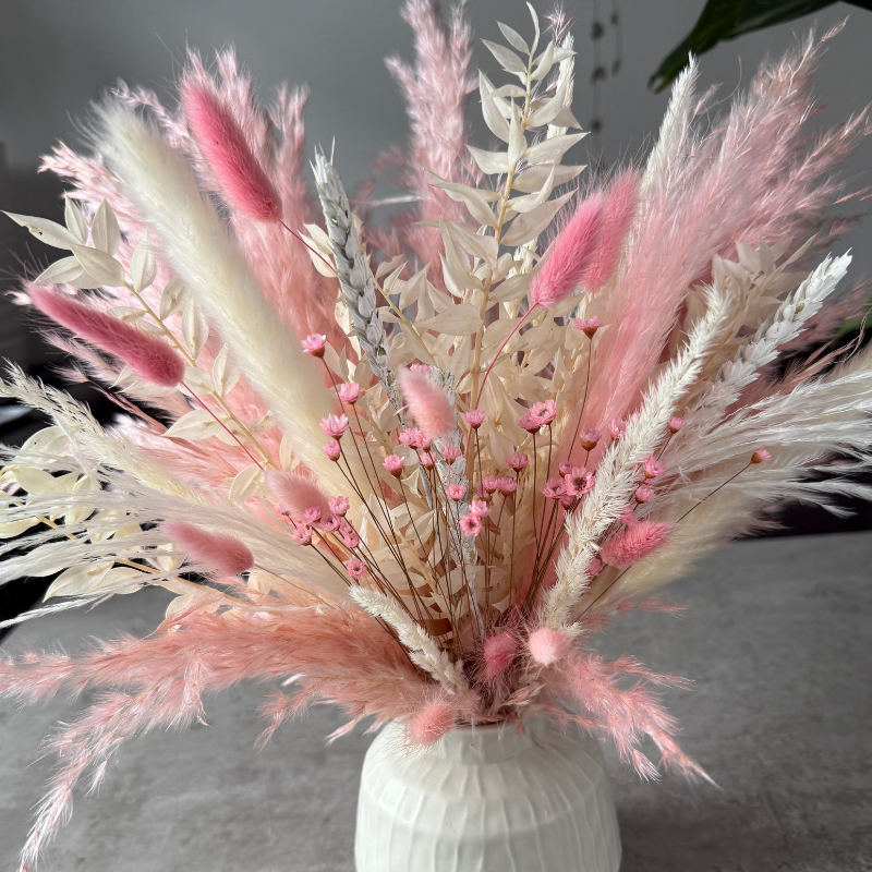 Maisie Dried Flower Arrangement In White & Pink