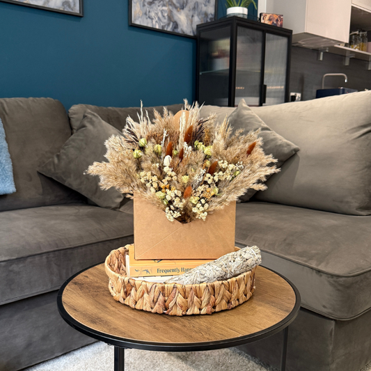 Sarah Envelope Dried Flower Box In Natural, Brown & Cream