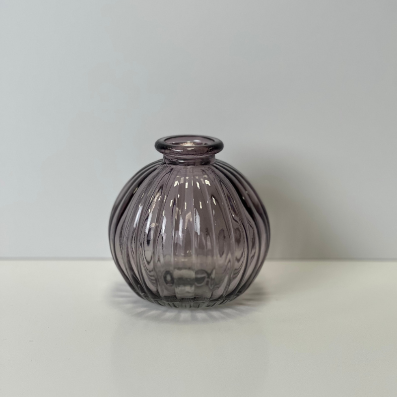 9cm Ribbed Glass Ball Vase