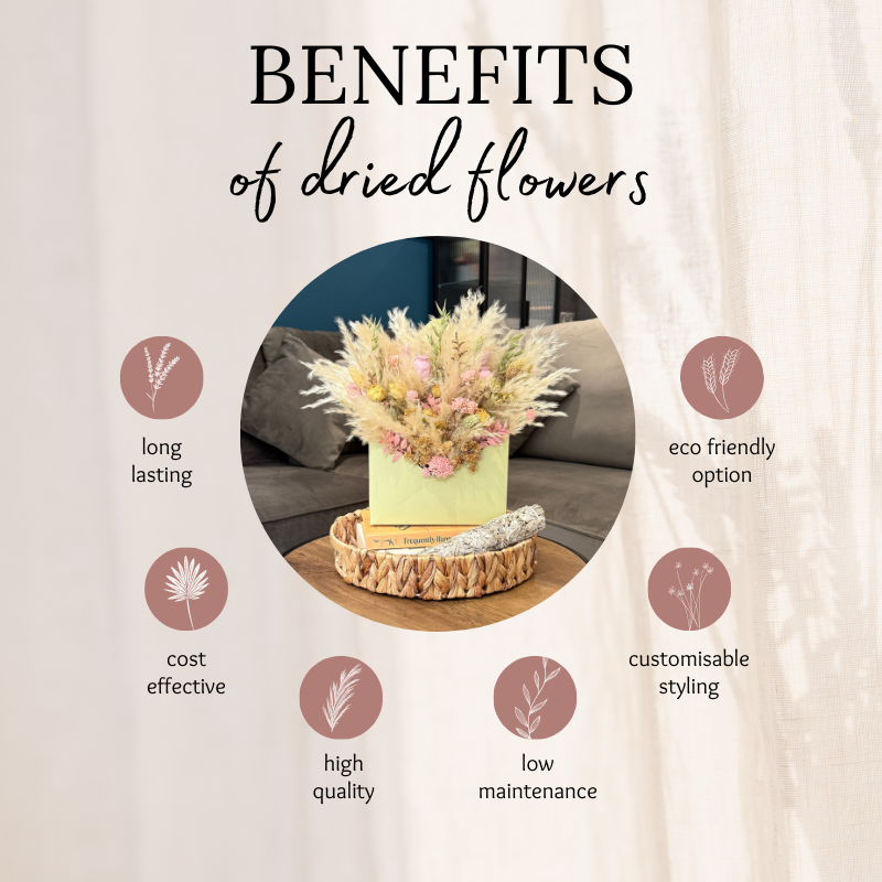 Mila Envelope Dried Flower Box In Cream, Natural, Pink & Green