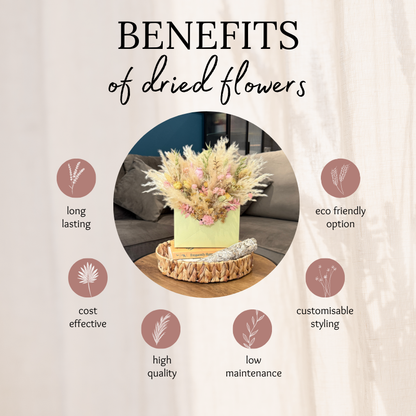 Mila Envelope Dried Flower Box In Cream, Natural, Pink & Green