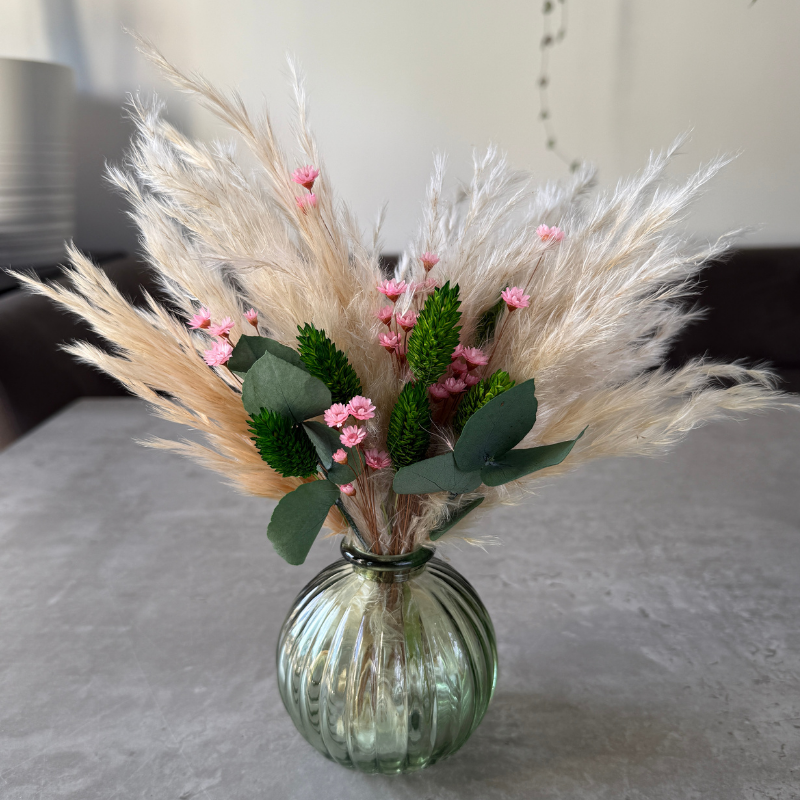 Harper Dried Flower Arrangement In Pink, Green & Cream