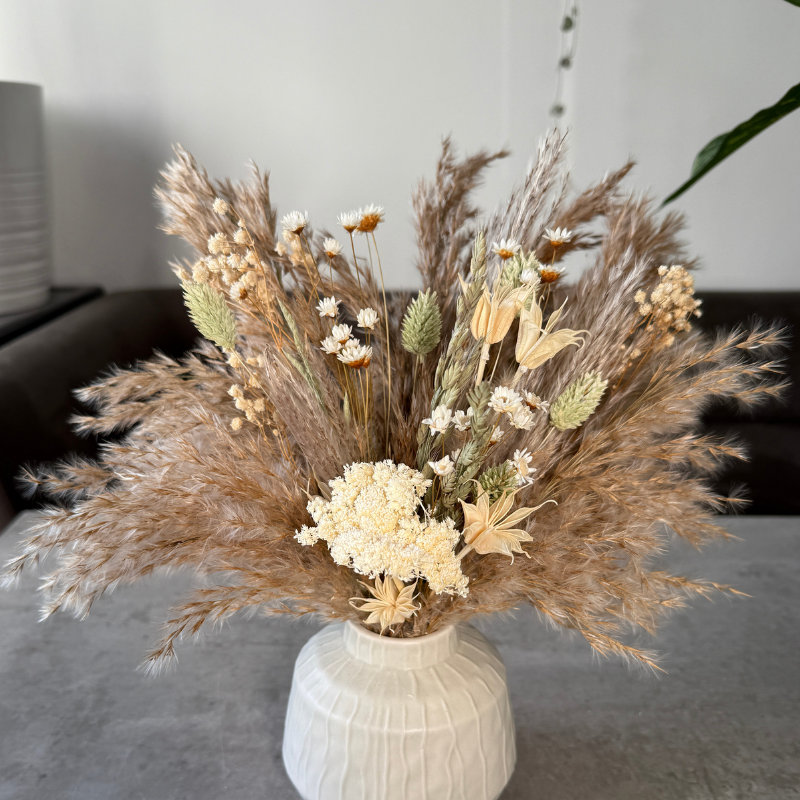 Nancy Dried Flower Arrangement In Natural, Cream & Soft Green