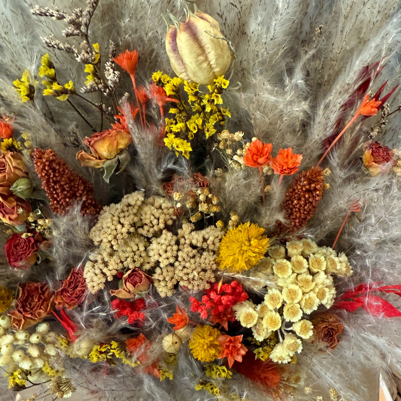 Amy Envelope Dried Flower Box In Natural, Yellow, Orange & Red