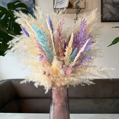 Danielle Dried Flower Arrangement In Cream, Pink, Purple & Blue