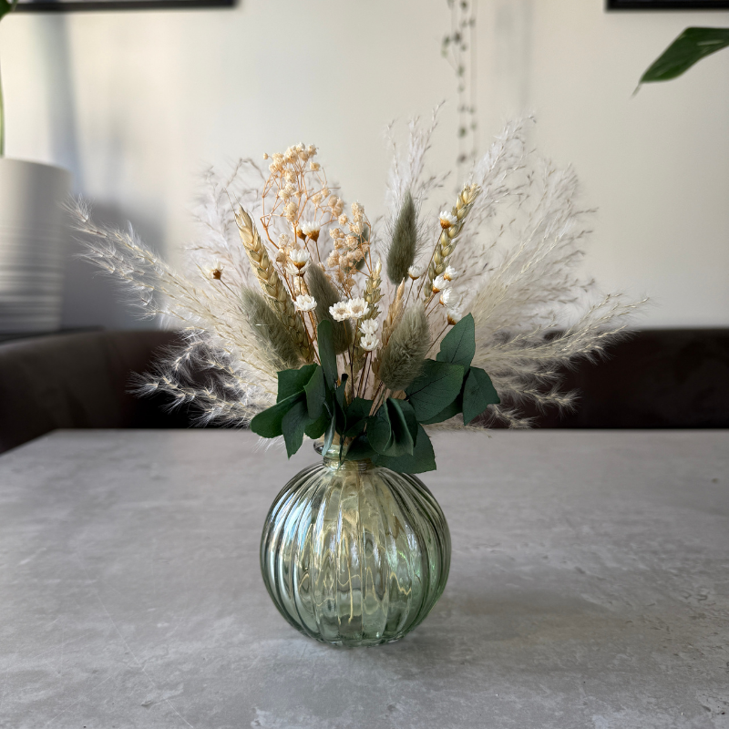 Nova Dried Flower Arrangement In Sage Green, Natural & White