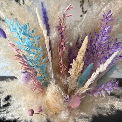 Danielle Dried Flower Arrangement In Cream, Pink, Purple & Blue