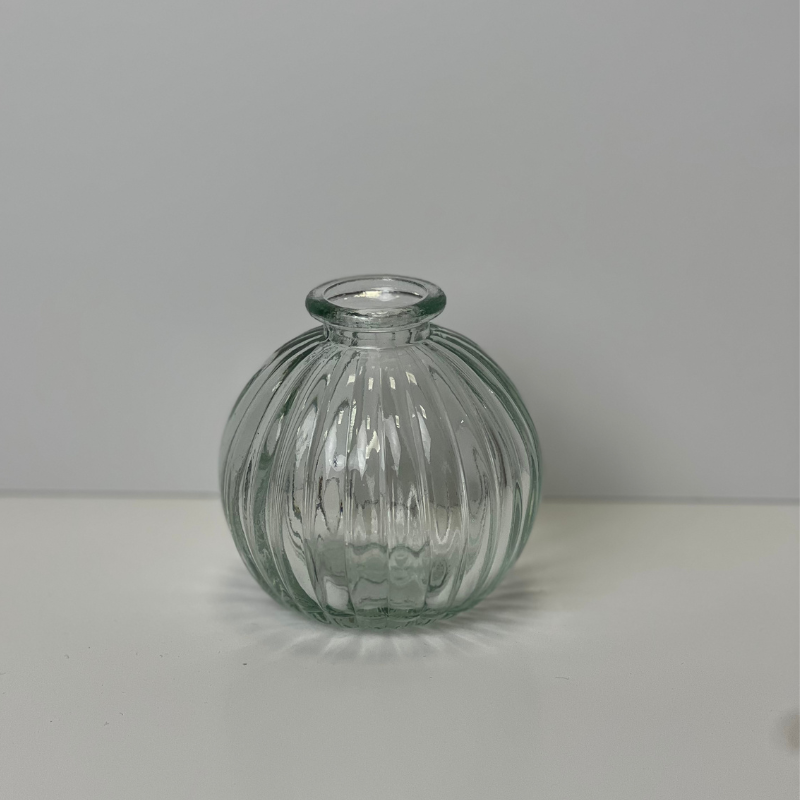 9cm Ribbed Glass Ball Vase