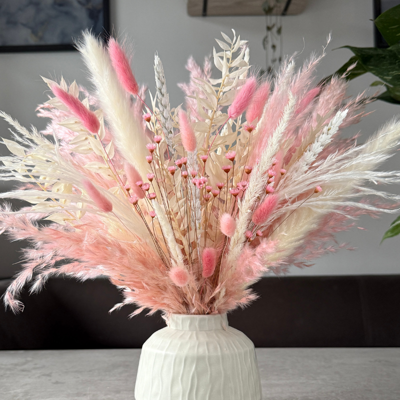 Maisie Dried Flower Arrangement In White & Pink