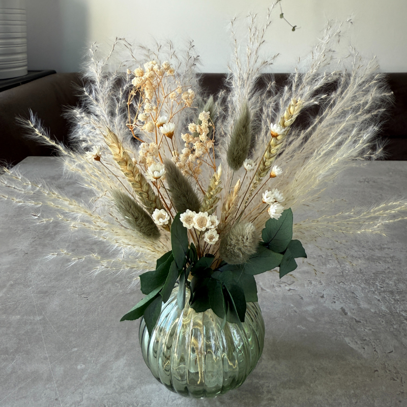 Nova Dried Flower Arrangement In Sage Green, Natural & White