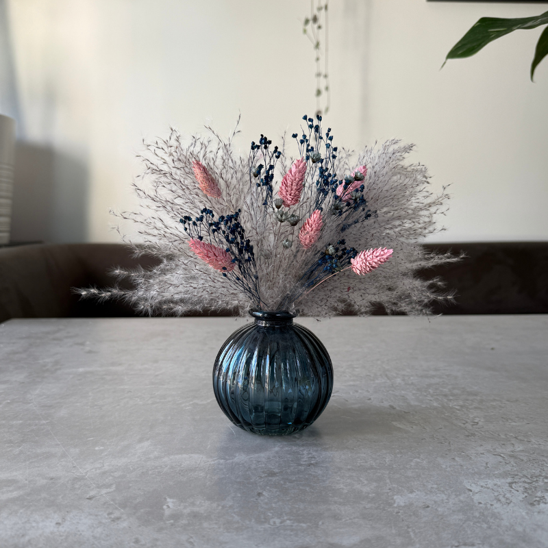 Aubrey Dried Flower Arrangement In Grey, Pink & Navy Blue