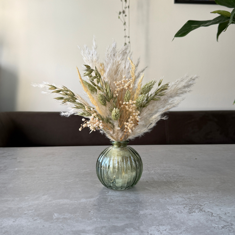 Zola Dried Flower Arrangement In Natural Green & Cream