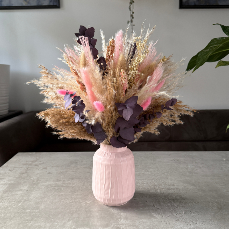 Leanne Dried Flower Arrangement In Natural, Pink & Purple Eucalyptus