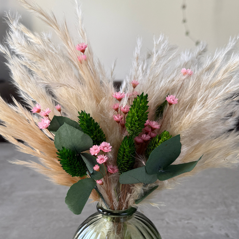 Harper Dried Flower Arrangement In Pink, Green & Cream