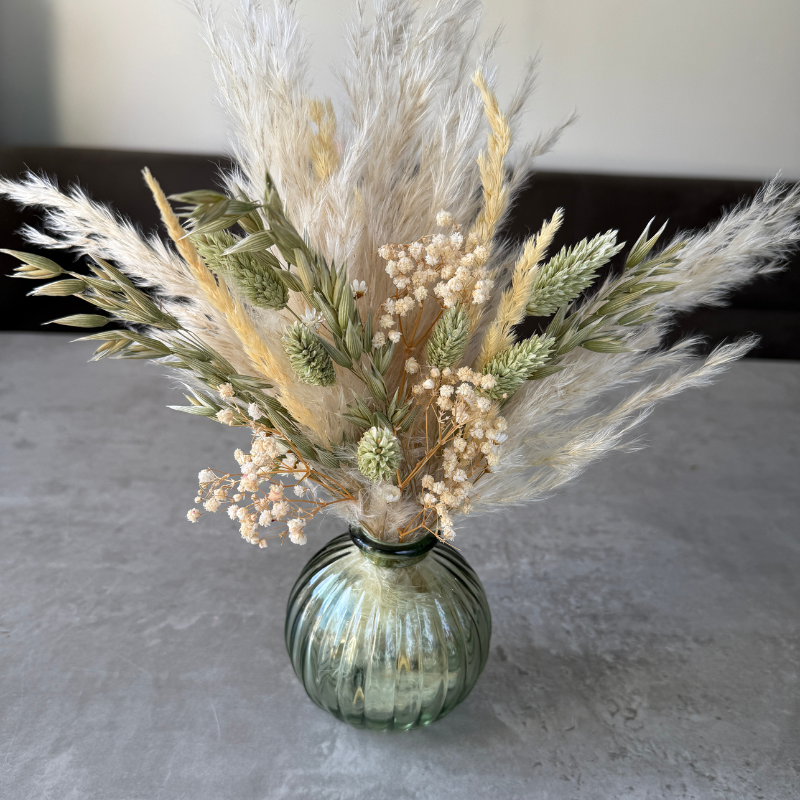 Zola Dried Flower Arrangement In Natural Green & Cream