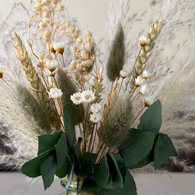 Nova Dried Flower Arrangement In Sage Green, Natural & White