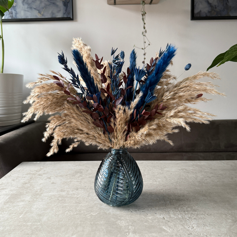 Darcy Dried Flower Arrangement In Natural, Navy & Burgundy