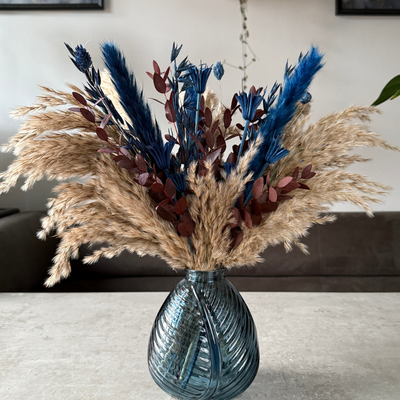 Darcy Dried Flower Arrangement In Natural, Navy & Burgundy