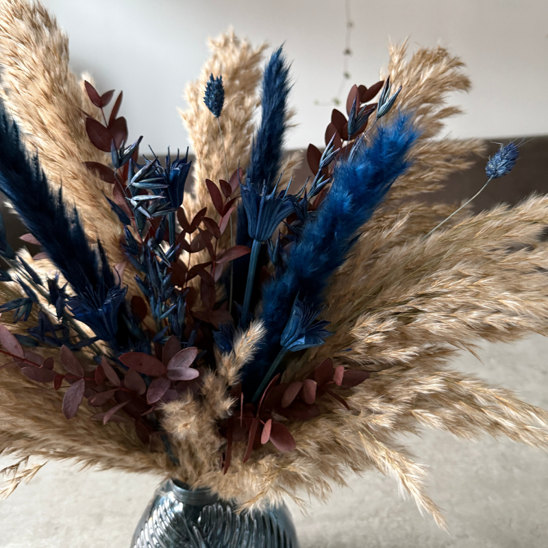 Darcy Dried Flower Arrangement In Natural, Navy & Burgundy