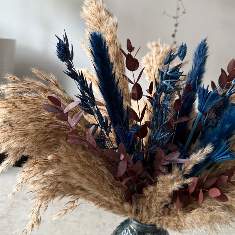 Darcy Dried Flower Arrangement In Natural, Navy & Burgundy