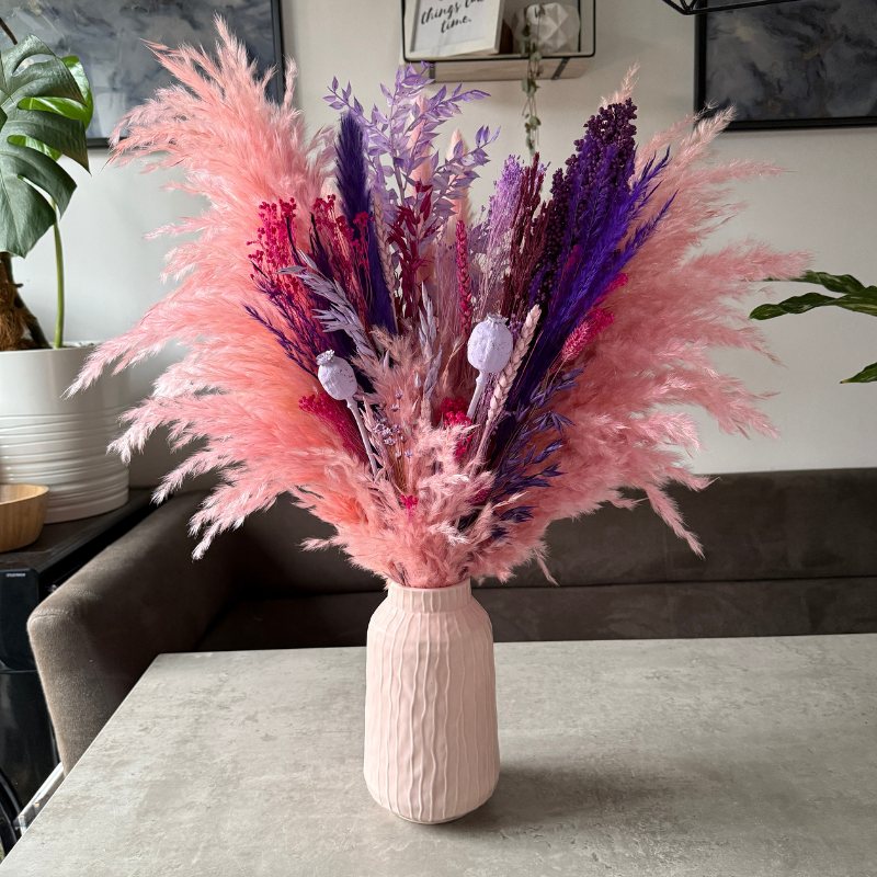 Zaina Dried Flower Arrangement In Pink & Purple