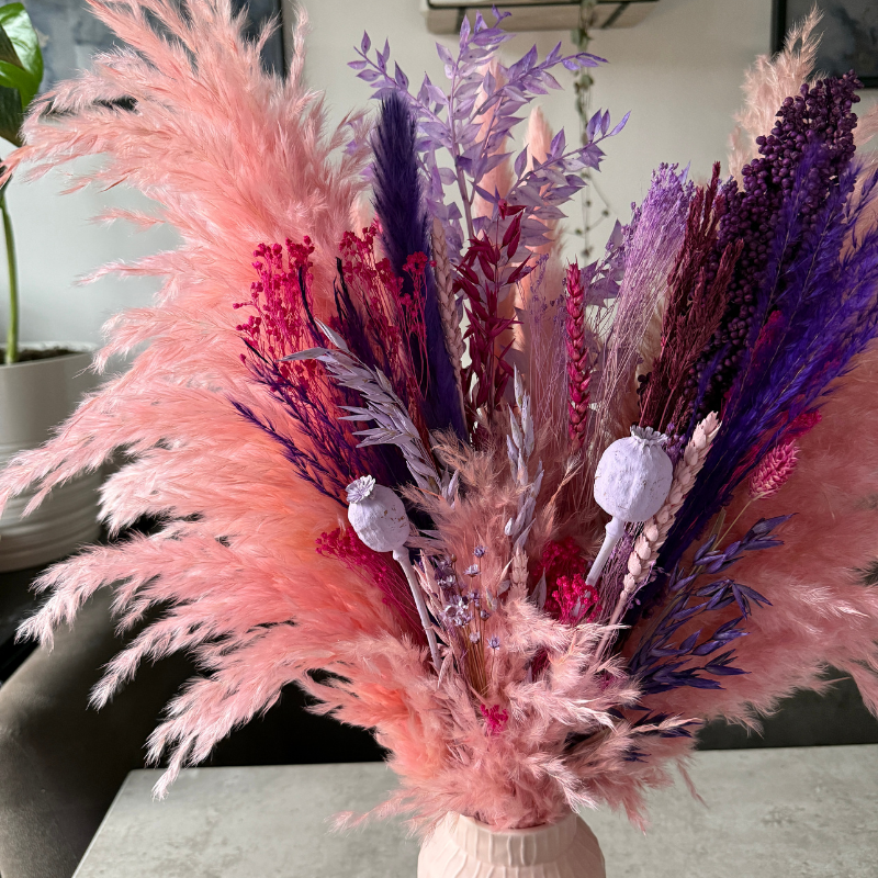 Zaina Dried Flower Arrangement In Pink & Purple