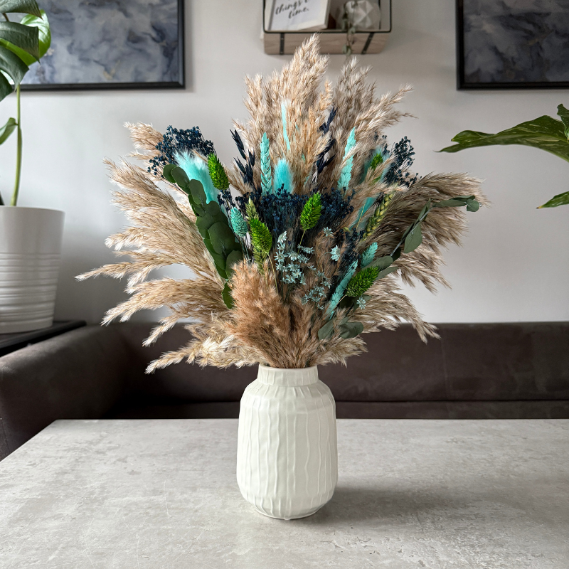 Keira Dried Flower Arrangement In Blue, Green & Natural