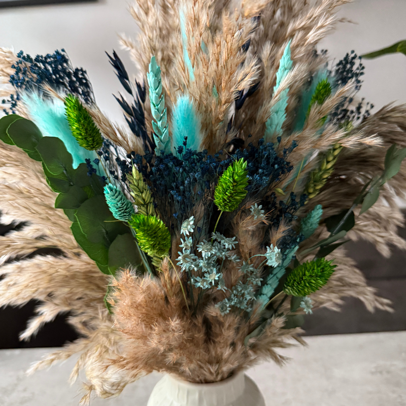 Keira Dried Flower Arrangement In Blue, Green & Natural