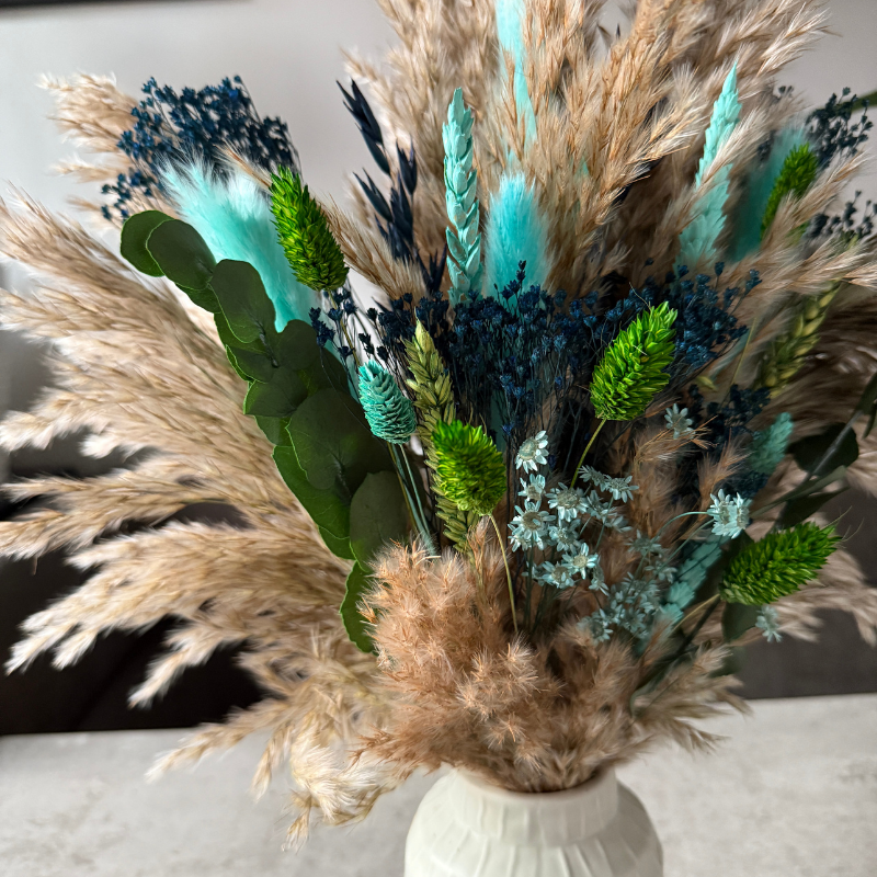 Keira Dried Flower Arrangement In Blue, Green & Natural