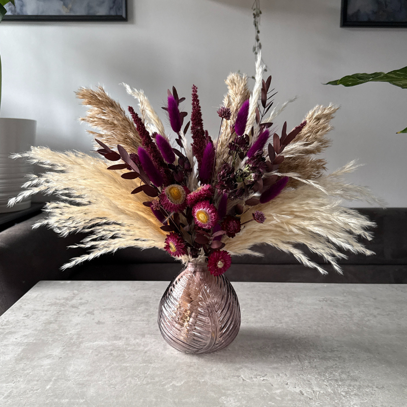 Nadia Dried Flower Arrangement In Natural, Cream & Berry Tones