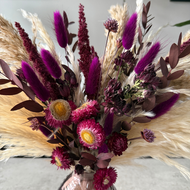 Nadia Dried Flower Arrangement In Natural, Cream & Berry Tones