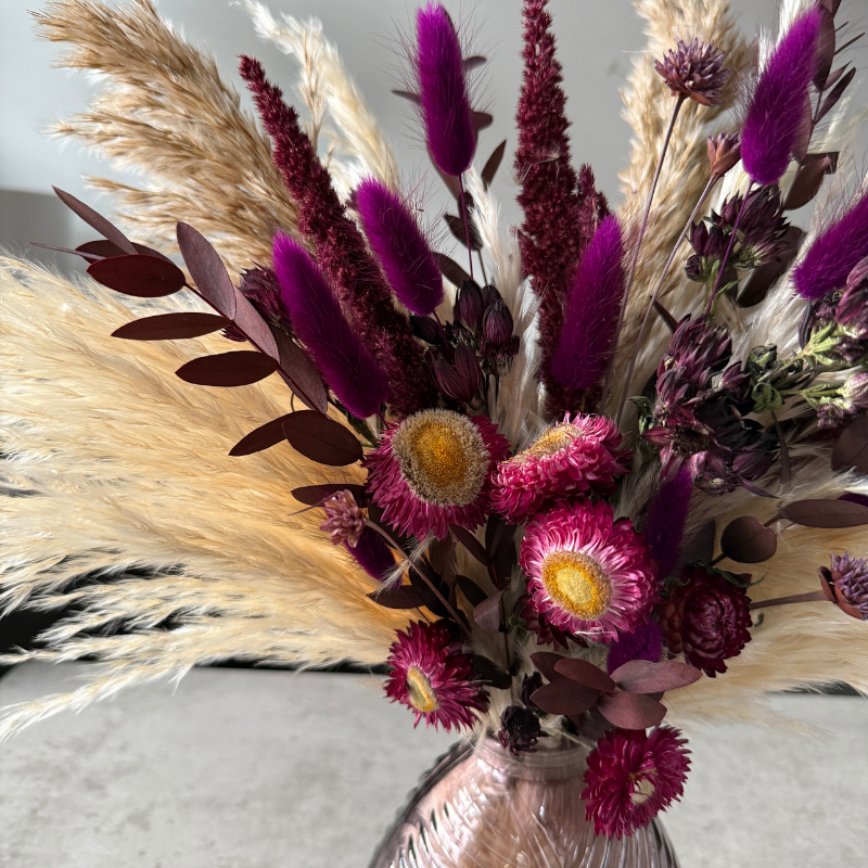 Nadia Dried Flower Arrangement In Natural, Cream & Berry Tones