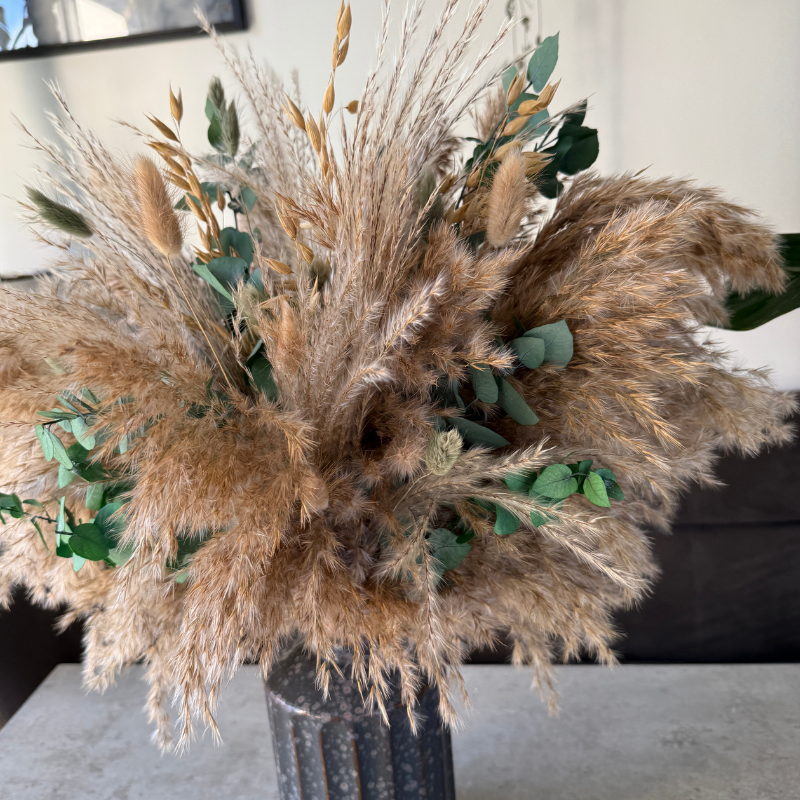 Samantha Dried Flower Arrangement In Natural, Sage Green & Eucalyptus