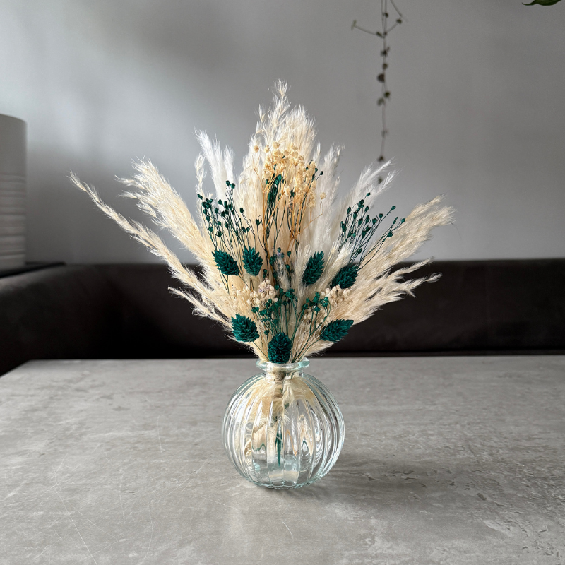 Malaya Dried Flower Arrangement In Cream & Emerald