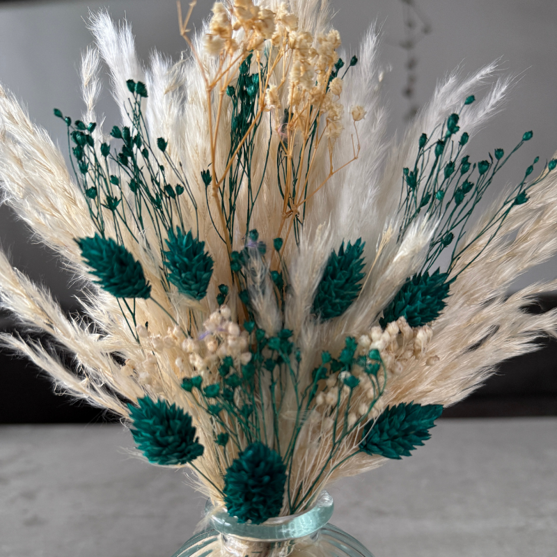 Malaya Dried Flower Arrangement In Cream & Emerald