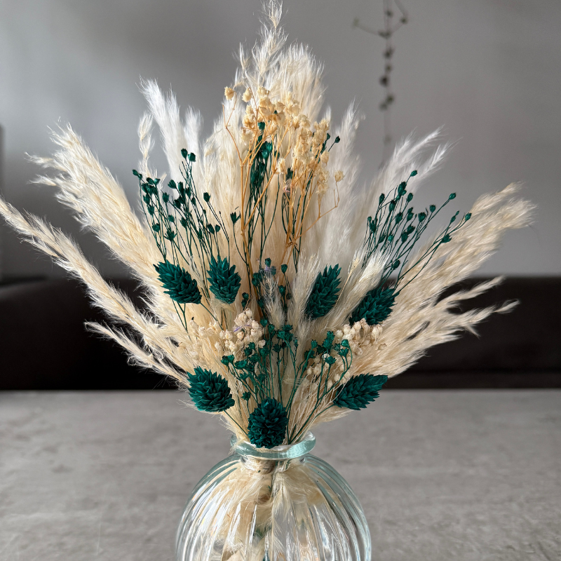 Malaya Dried Flower Arrangement In Cream & Emerald